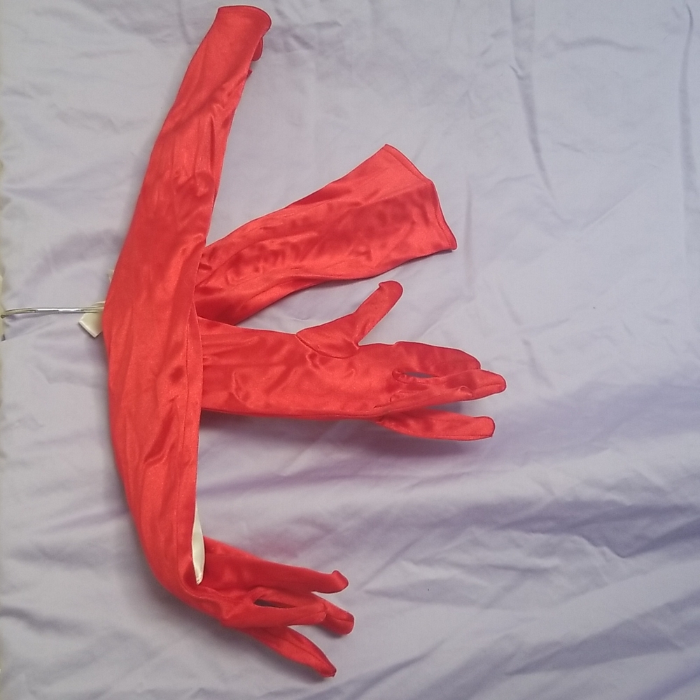 💢Rich red silky highrise gloves